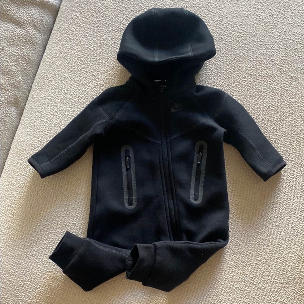 Nike TechFleece Black Kids Onesie with Hood